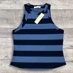 Doe & Rae  Blue Striped Racerback Tank Top NEW Womens S Cotton Stretch Photo 0