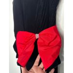 1980s Jitwo’s by Harmon & Co Black Velvet Cocktail Dress w Red Bow XS Photo 8
