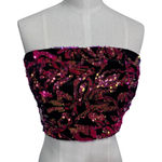 L'ATISTE  by Amy Sequin Tube Top Strapless Black Pink Glitter‎ Party Crop Top Med Photo 0