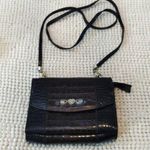 Brighton  Black Brown Croc Leather Crossbody Bag #3138 Photo 1
