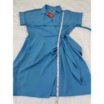 Intempo Blue Long Sleeves Collared Faux‎ Wrap Shirt Dress M business work brunch Size M Photo 4