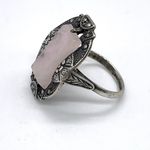 Rose Quartz 925 Sterling Silver Square Stone Ring Photo 3