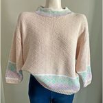 Vintage 80’s 90’s peach floral fairisle mock neck pullover sweater Pink Size M Photo 10