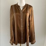 Vince  Striped 100% silk shirt, Brown with  Cream stripes, Size XL, NWT Photo 3