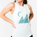 Zyia  Active White‎ Mountain Moon Graphic Tank Top Size L Photo 0