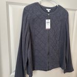 J.Jill Women Quilted Lightweight Jacket Charcoal Gray Mixed Media Cotton Size M Photo 9