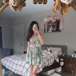 Camilla  silk floral print deep cut floral print dress with rhinestone waist belt Photo 1