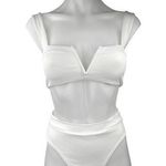 L Space White Sleeveless V Neck High Waist Two Piece Bikini Set Swimsuit S/M Photo 0