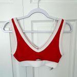 ZARA NWOT  Terry Cloth Crop Top Cutout V-Neck Sleeveless Red White Photo 0