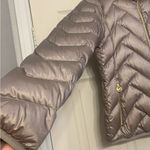 Michael Kors Soft Shimmer Gold Chevron Quilted Puffer Hooded Jacket. 2736 Photo 1