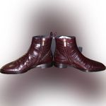 Club Monaco Trycia Dark Burgundy Crocodile Leather Ankle Boots 36 Made In Italy Photo 5