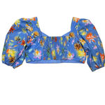 Tanya Taylor  Aileen Top 3/4 Sleeve Smocked Floral Sweetheart Cropped Size 22 Photo 3