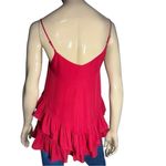 Madison Marcus  Women’s S Red Silk Double Ruffled Hem Spaghetti Strap Camisole Photo 4