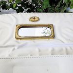 Vintage White One Snap Clutch Purse Bag Gold Photo 4