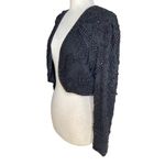 Adrianna Papell Vintage Silk Hand Beaded Cropped Jacket In Black. Photo 2