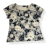 Apostrophe Women’s Short Sleeve Shirt Black Cream Floral Stretch Top Size XL 18 Photo 0