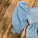 American Eagle Smocked Square Neck Babydoll Top Blue Size S Photo 4