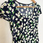 Floral Daises Black And White mini dress with buttons size small Photo 2