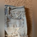 American Eagle  Shortie Distress Blue White Washed Denim Jean Shorts Lace Pockets Photo 4