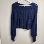 Free People  Womens Sandre Navy Knit Long Sleeve Pullover Sweater Size Small Photo 3
