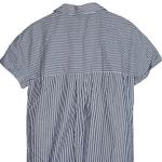 ZARA  Skipper Stripped Collared Cuffed Short Sleeve Button Coverup Shirt Dress S Photo 5