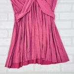 Free People Berry Pink Ruched Waist Faux Wrap V Neck Cap Sleeve Mini Dress S Photo 1