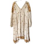 Free People  Lavender Fields Embroidered Trapeze Dress size medium Cream Photo 5