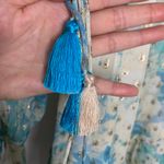 Hemant & Nandita Turquoise Blush Metallica Georgette Mini Dress Medium Blue Photo 13