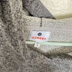 Sundry Anthropologie  Gray Varsity Hooded Sweatshirt Arm Detail Size Medium Photo 4