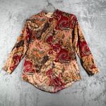 Soft Surroundings Shirt Orange Montaigne Paisley Velour Button Down Tunic Small Photo 1