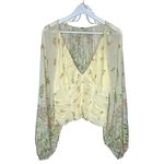 Free People  Final Rose Yellow Floral Ruched Top Large Photo 1