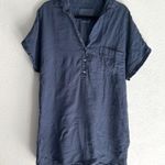 Grayson The Artist Short Sleeve Linen Dress Slate Blue Sz 4 Large Photo 0