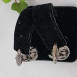 Gunmetal Silver Bird with Crystals Pendant on Chain and Earrings Set Photo 7
