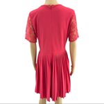 ASOS US 10 Pink Floral Lace Short Sleeve Zip Up Pleated Mini Fit & Flare Dress Photo 3