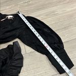 Love Shack Fancy  Black Jacquard Puff Sleeve Mini Dress XS Satin Ruffle Hem NWT Photo 12