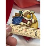 Vintage Christmas Bear Pin Brooch With Santa Hat & Moon Design Yellow Photo 2