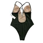 Shade & Shore  Swimsuit One Piece Green Ribbed Plunge V-Wire Swimsuit Large NEW Photo 5