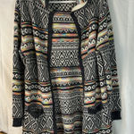 Monteau Multicolor Knit Hooded Intarsia Duster Cardigan Size Large Photo 0