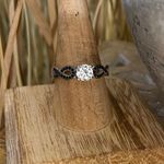 Black Onyx Infinity Cubic Zirconia Solitaire Sterling Silver Ring Sizes 7 & 9 Photo 3