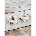 Vintage Screw Back Earrings Shell Spiral Pattern Beach Theme Photo 3
