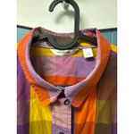 Liz Claiborne Newport Plaid Button Down Shirt Women's L Orange Purple Yellow Size L Photo 3