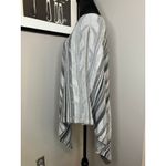 Ralph Lauren Lauren Cotton Linen Striped Knit Poncho Pullover Grey White Small Photo 3