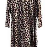 Women’s New Dimensions Animal Print Long Sleeve Dress Size Medium Brown Photo 0