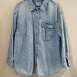 Universal Threads Universal Thread Oversized Denim Shirt XXL Light Wash Button Down Shacket Distre Photo 0