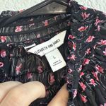 Elizabeth and James Floral Semi-Sheer Smocked Blouse Balloon Sleeve Black Size L Photo 2