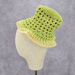 Green Top Crochet Knit Bucket Cap Hat Fun Vintage Y2K Funky Beanie Photo 3