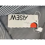 Aisew Button Front Shirt Womens L Pin Striped Long Sleeve Collared NEW Gray Size L Photo 1