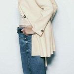 ZARA blazer long jacket beige double breasted casual business Photo 3