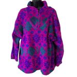 Vintage 90s Tribal Fuchsia Fleece Hoodie Pullover Sweater Purple Size L Photo 11