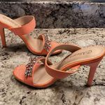 Allegra K Glitter Rhinestone Stiletto heel slip on Open Toe sandals Orange 7 Photo 6